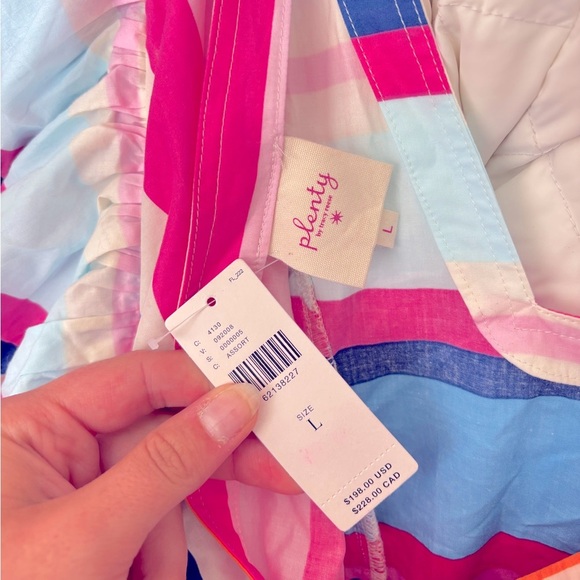 NWT Anthropologie Plenty by Tracy Reese Rainbow Ruffled Striped Maxi Dress Large - Picture 2 of 12